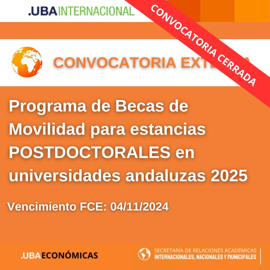 -CONVOCATORIA CERRADA- Programa de Becas de Movilidad para estancias POSTDOCTORALES en universidades andaluzas 2025