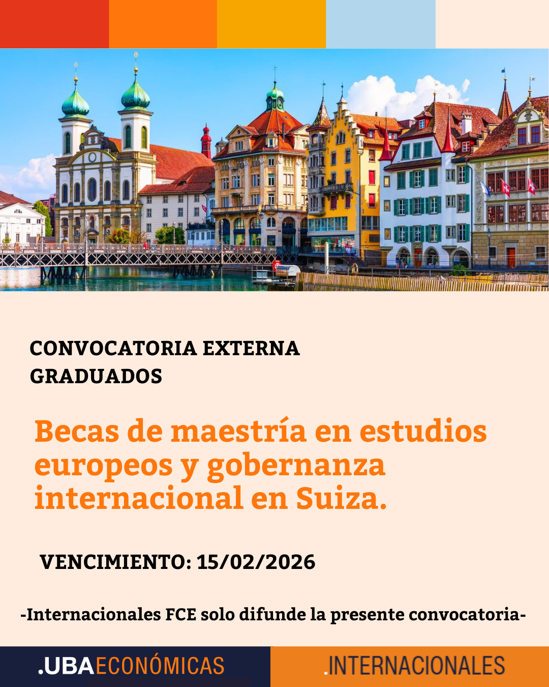 Becas de maestría en estudios europeos y gobernanza internacional en Suiza.