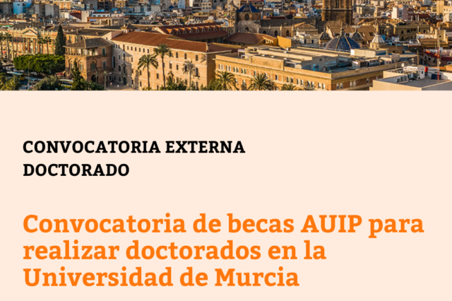 Convocatoria de becas AUIP para realizar doctorados en la Universidad de Murcia