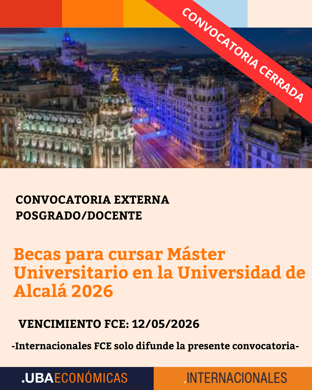 -CONVOCATORIA CERRADA- Becas para cursar Máster Universitario en la Universidad de Alcalá 2026