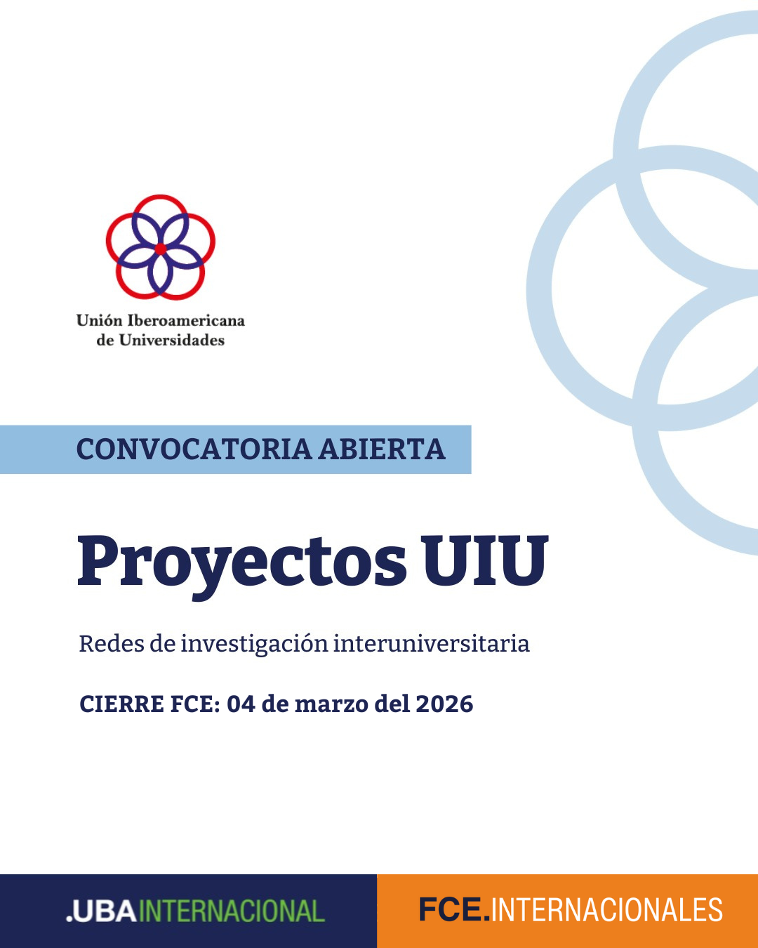 Proyectos UIU – Fortalecimiento de Redes de investigación interuniversitaria