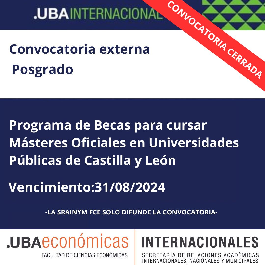 -CONVOCATORIA CERRADA- Posgrado. Programa de Becas para cursar Másteres Oficiales en Universidades Públicas de Castilla y León