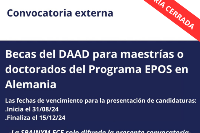 -CONVOCATORIA CERRADA- Becas del DAAD para maestrías o doctorados del Programa EPOS en Alemania