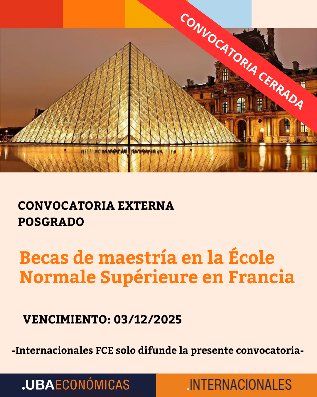 -CONVOCATORIA CERRADA- Becas de maestría en la École Normale Supérieure en Francia