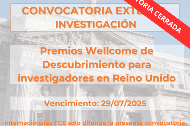 -CONVOCATORIA CERRADA- Premios Wellcome de Descubrimiento para investigadores en Reino Unido