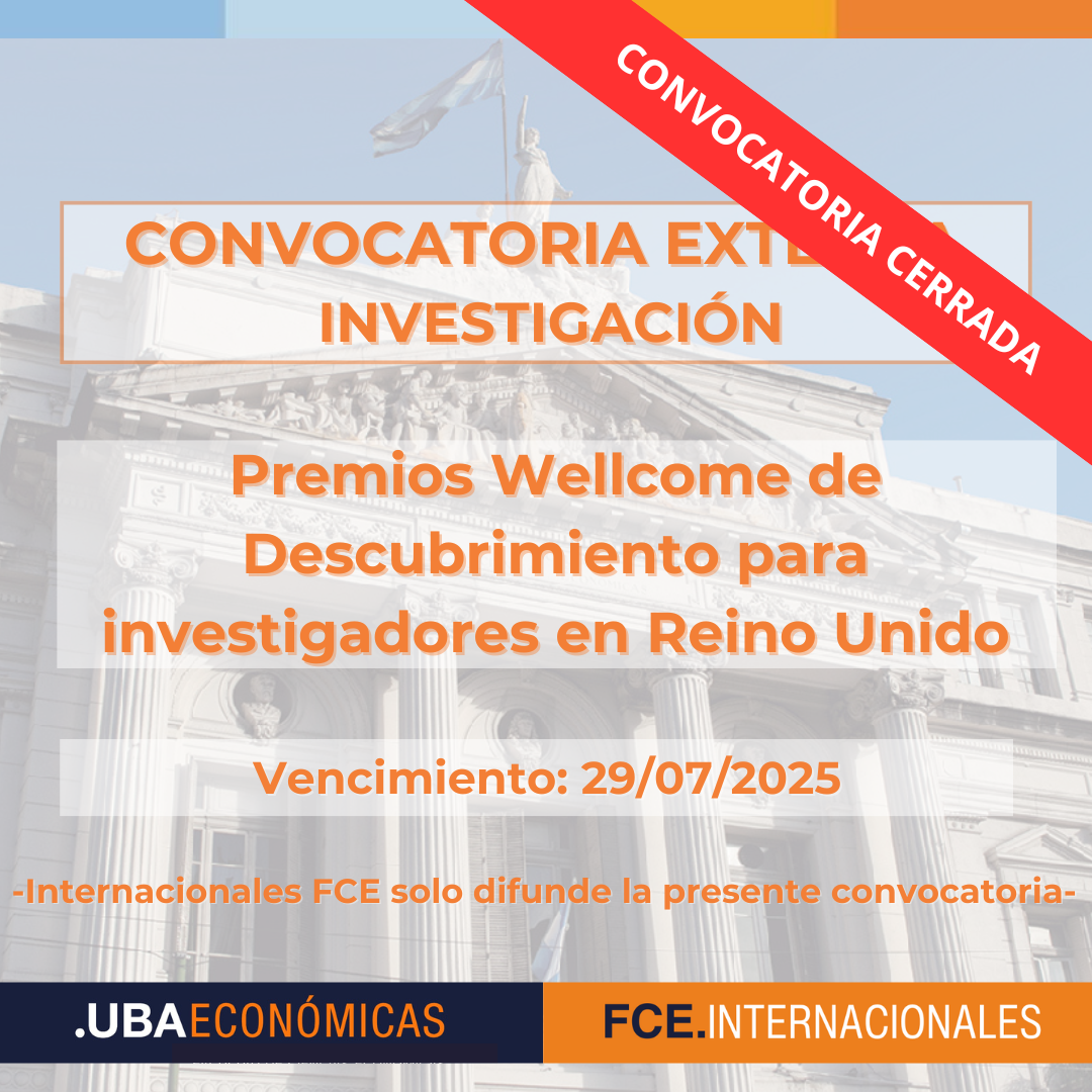 -CONVOCATORIA CERRADA- Premios Wellcome de Descubrimiento para investigadores en Reino Unido