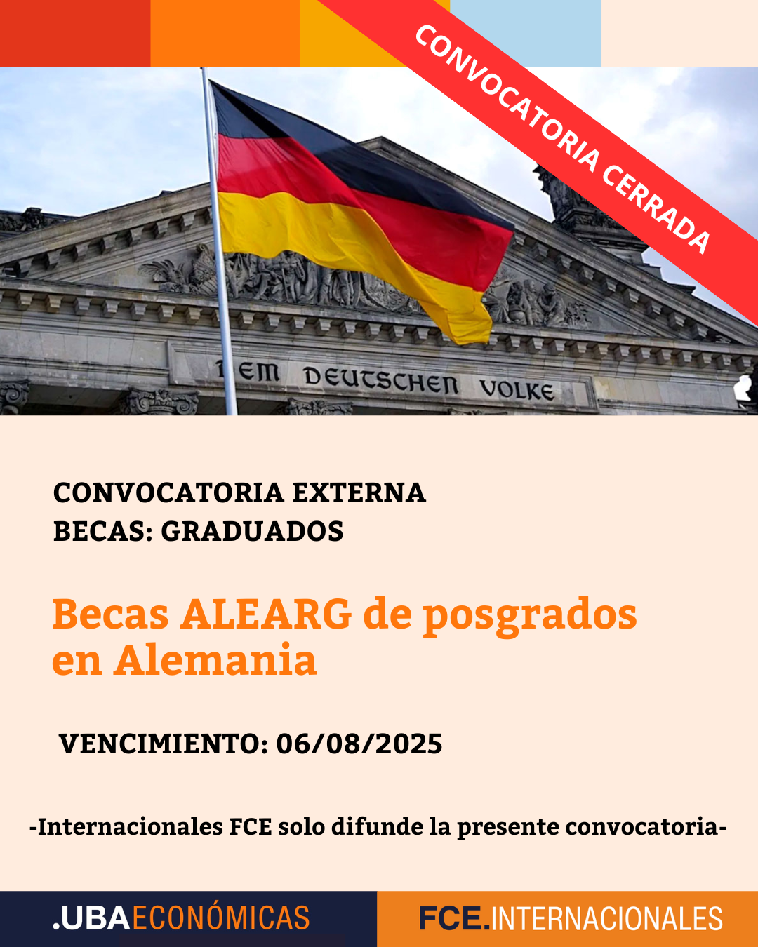 -CONVOCATORIA CERRADA- Becas ALEARG de posgrados en Alemania