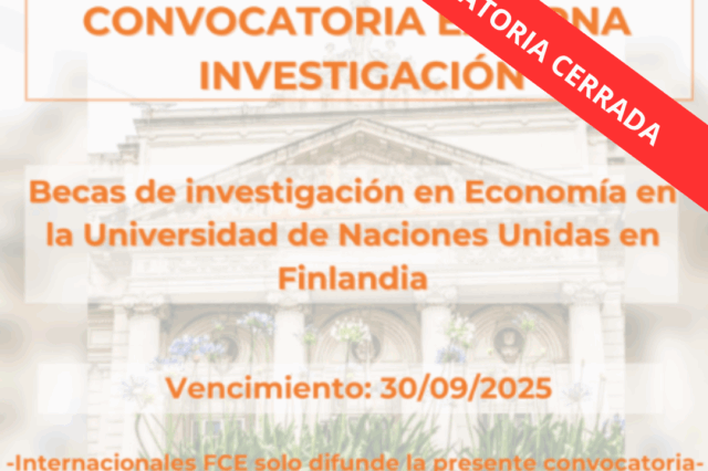 -CONVOCATORIA CERRADA- Becas de investigación en Economía en la Universidad de Naciones Unidas en Finlandia