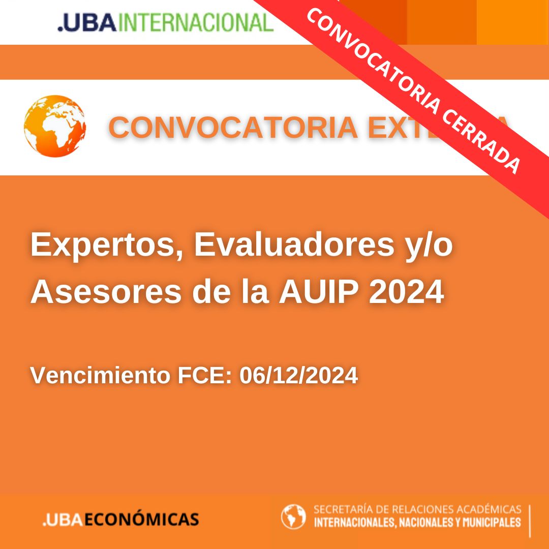 -CONVOCATORIA CERRADA- Expertos, Evaluadores y/o Asesores de la AUIP 2024